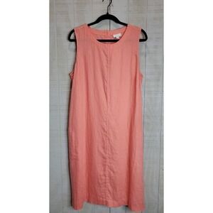 J. Jill Love Jill Women's Sz L Tall 100% Linen Tunic Dress Sleeveless Pockets